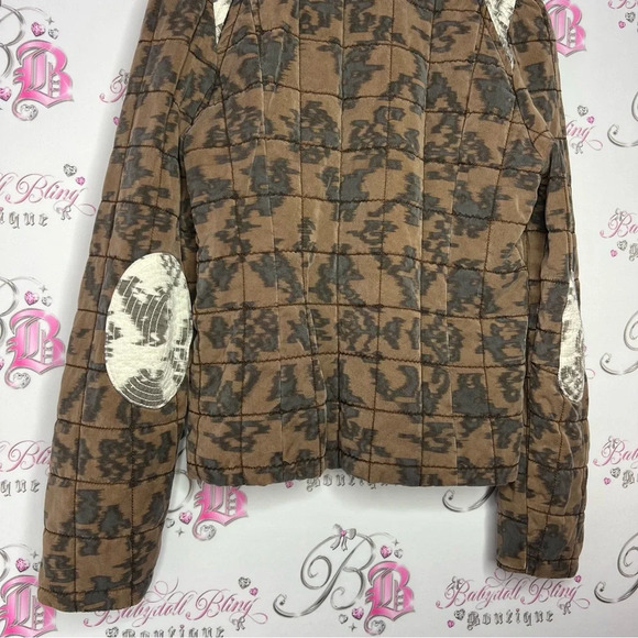 Wilfred Aritzia jacket coat  quilted brown lace pattern elbow patches luxe boho - Picture 3 of 14